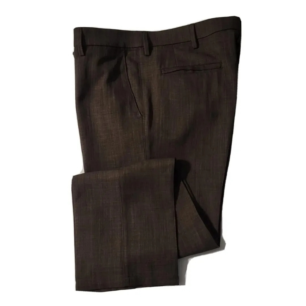 Vtg Haggar H26 Men's Dress Pants Sz 36 Brown Flat Front Straight Leg